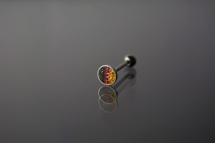 Barbell acero base plana joyería multicolor