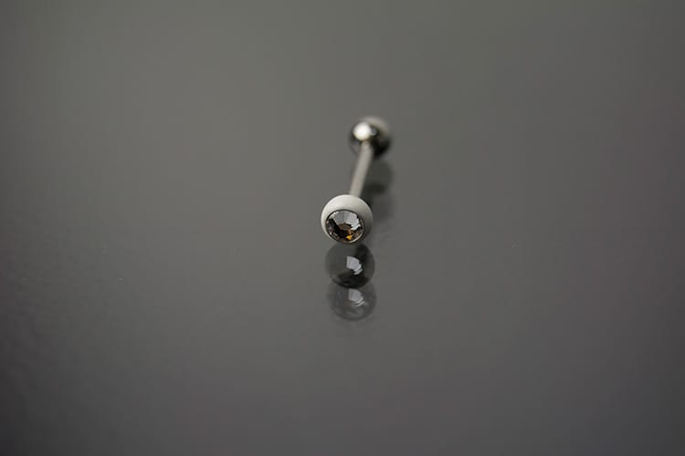Barbell acero color blanco y joya de cristal