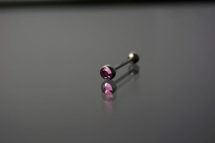 Barbell acero joya color rosa