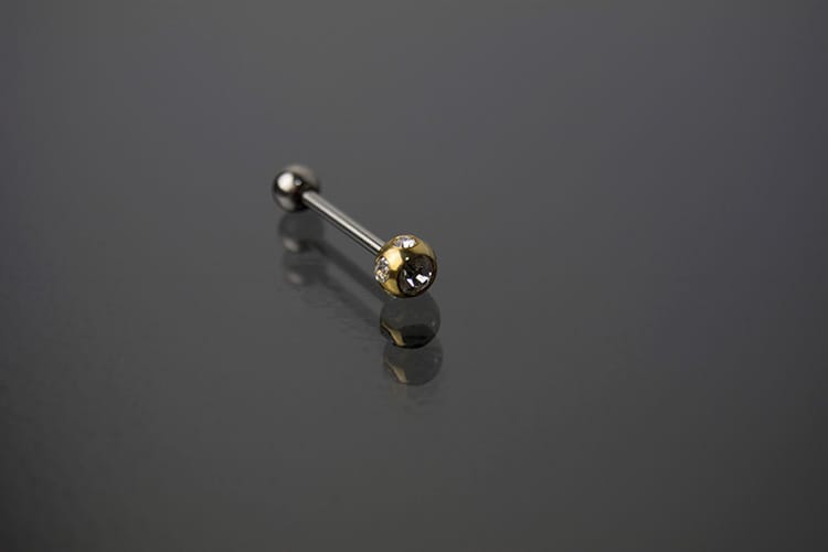 Barbell acero joya dorada