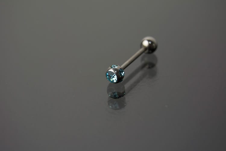 Barbell acero joyería color azul