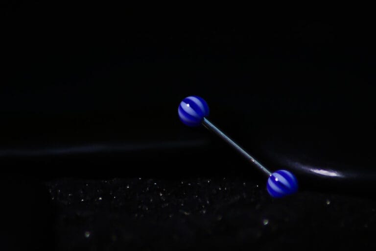 BBL con bolas de acrilico azul con lineas blancas