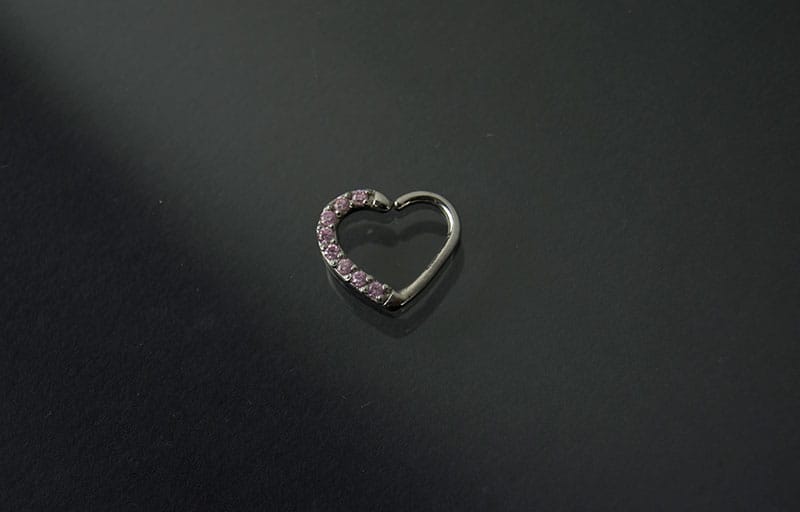 Joyeria acero abrefacil brillantes rosa