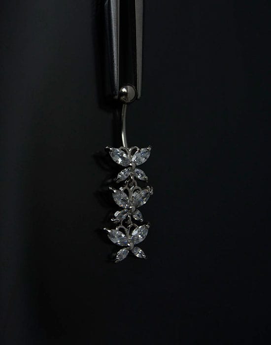Navel acero colgante cristal