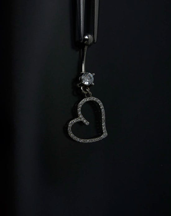 Navel acero joya cristal colgante corazón multijoya