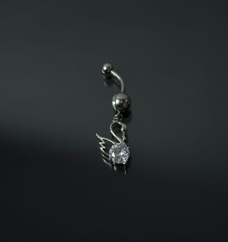 Navel acero joya cristal transparente colgante cisne