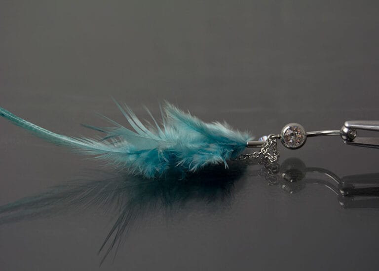 Navel acero joya cristal transparente colgante pluma