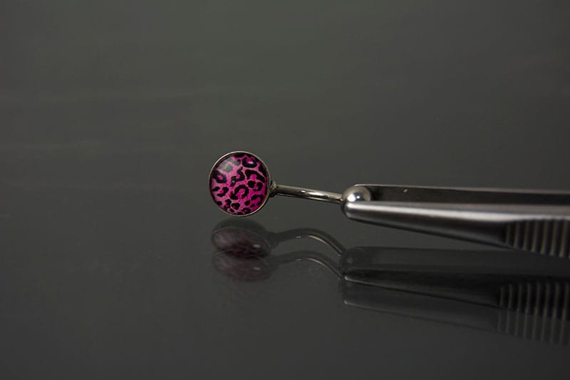 Navel acero joya leopardo rosa fuerte