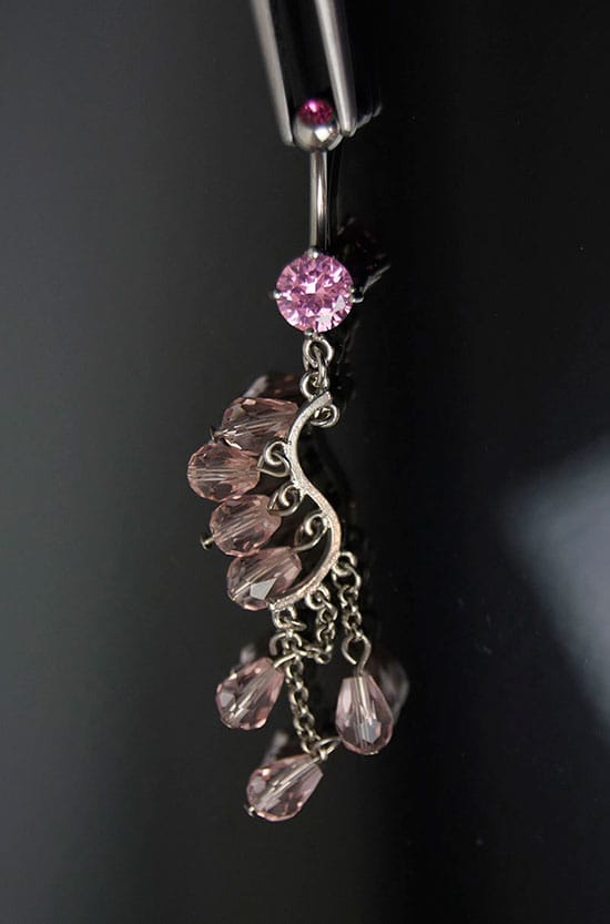 Navel acero joya rosa