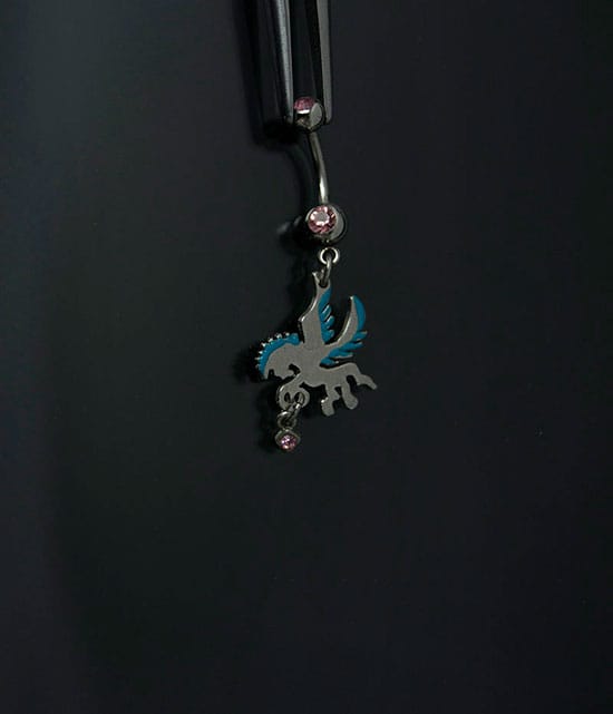 Navel acero joya rosa pegaso colgante