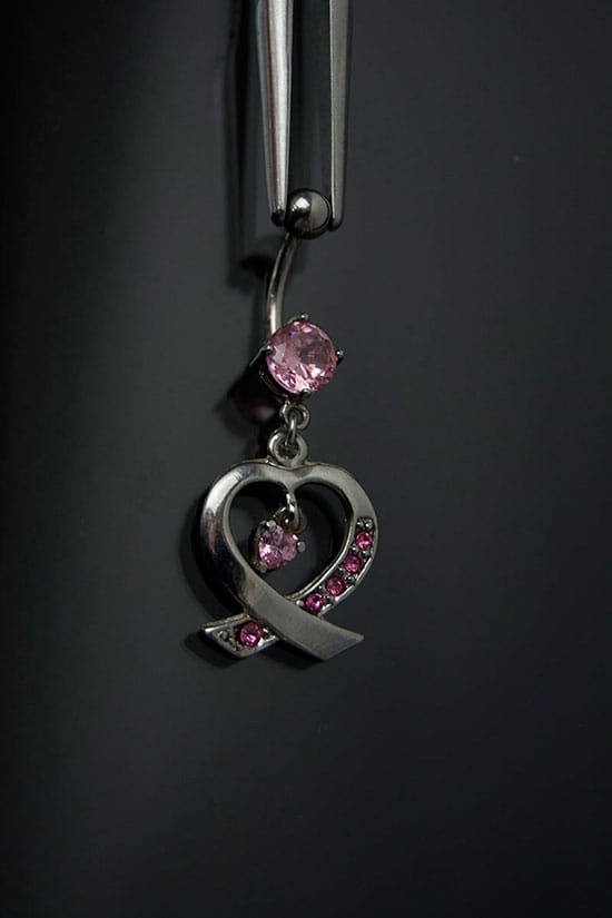 Navel acero joya rosa y corazón multijoya rosa