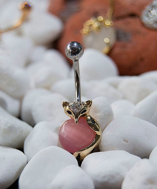 Navel acero joya rosa zorro