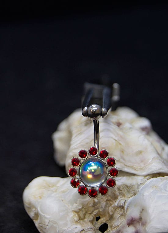 Navel acero joya y brillantes color