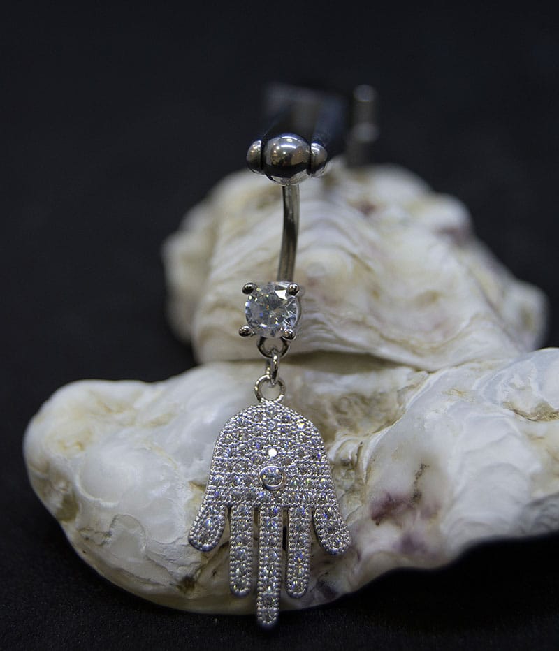 Navel acero multibrillantes blancos