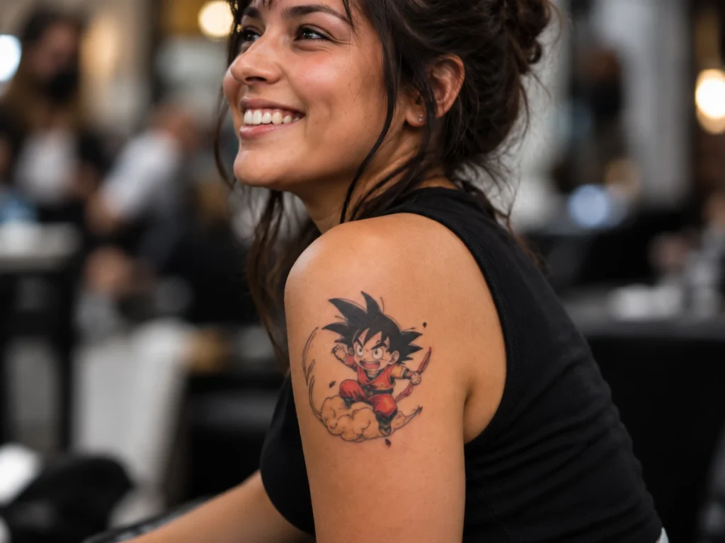 Tatuaje visible en hombro o brazo superior para ilustrar Tatuajes en esternón: cómo construir un diseño vertical o simétrico
