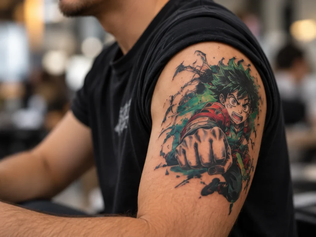 Tatuaje visible en hombro o brazo superior para ilustrar Retratos realistas: qué hace que un rostro siga siendo reconocible