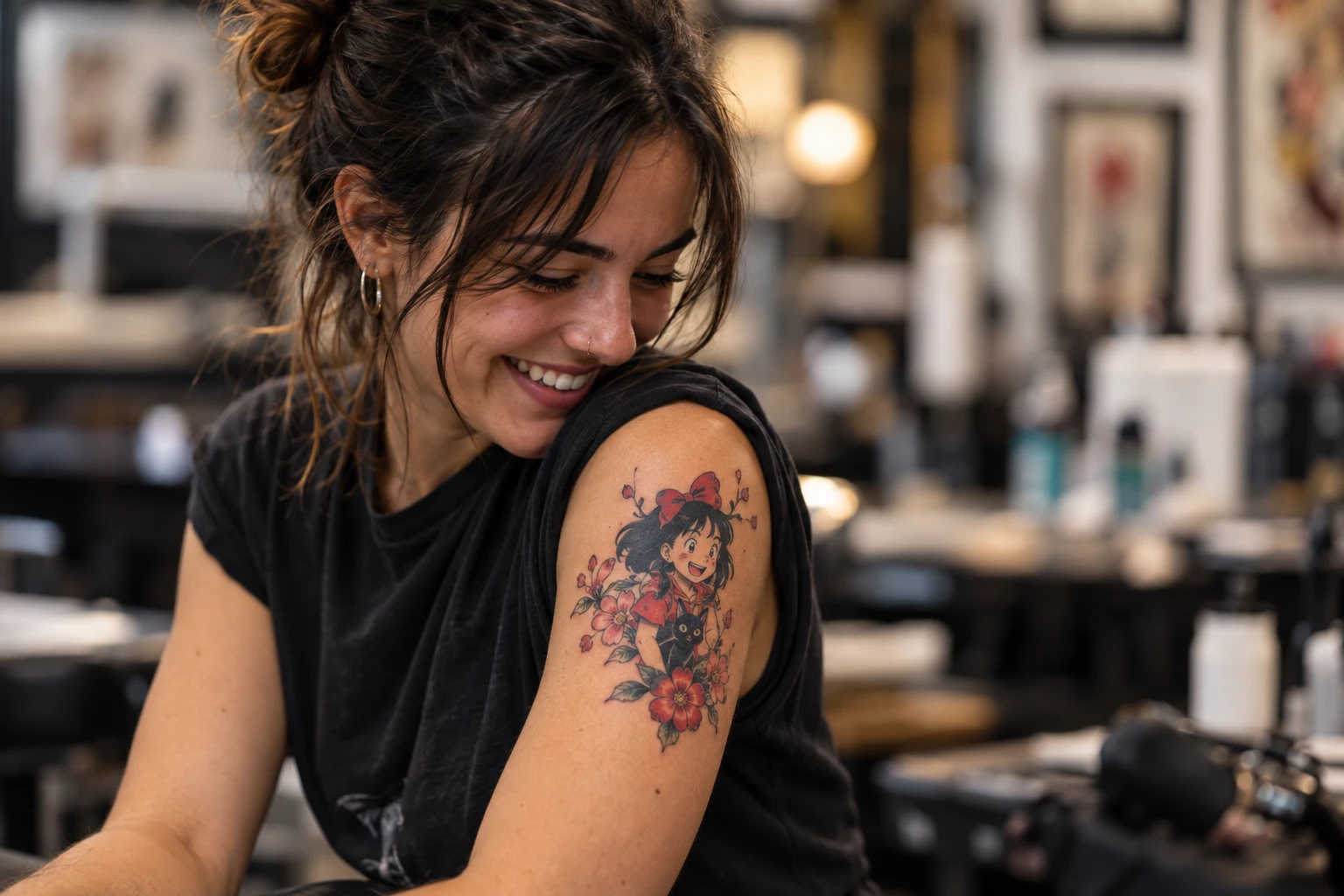 Tatuaje visible en hombro o brazo superior para ilustrar Tatuaje tradicional en negro: contraste sin depender del color