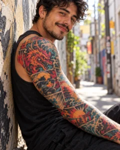 Tatuajes visibles en brazo o antebrazo para ilustrar Manga completa: cómo conectar piezas sin convertir todo en fondo