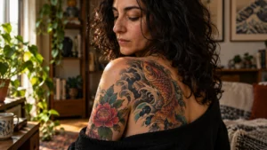 Tatuaje amplio de color y composición corporal para ilustrar Picor durante la curación del tatuaje: cómo evitar rascarse