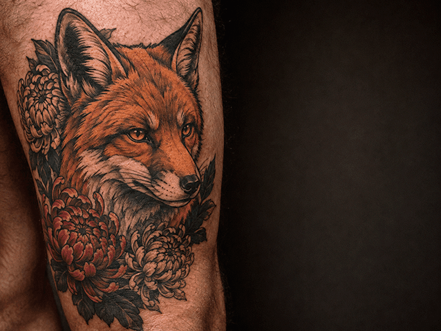 Tatuaje neotradicional de zorro