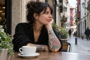 Persona con piercing en una escena cotidiana relacionada con cómo saber si una barra ha quedado demasiado larga después de bajar la inflamación