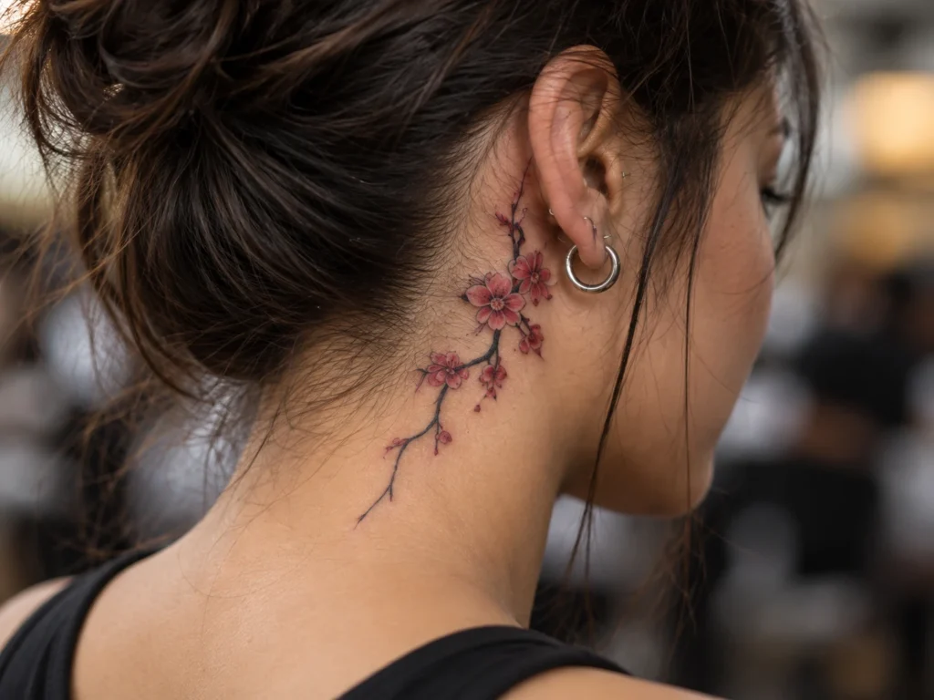 Tatuaje pequeño detrás de la oreja para ilustrar Tatuajes detrás de la oreja: pequeño formato con poco margen
